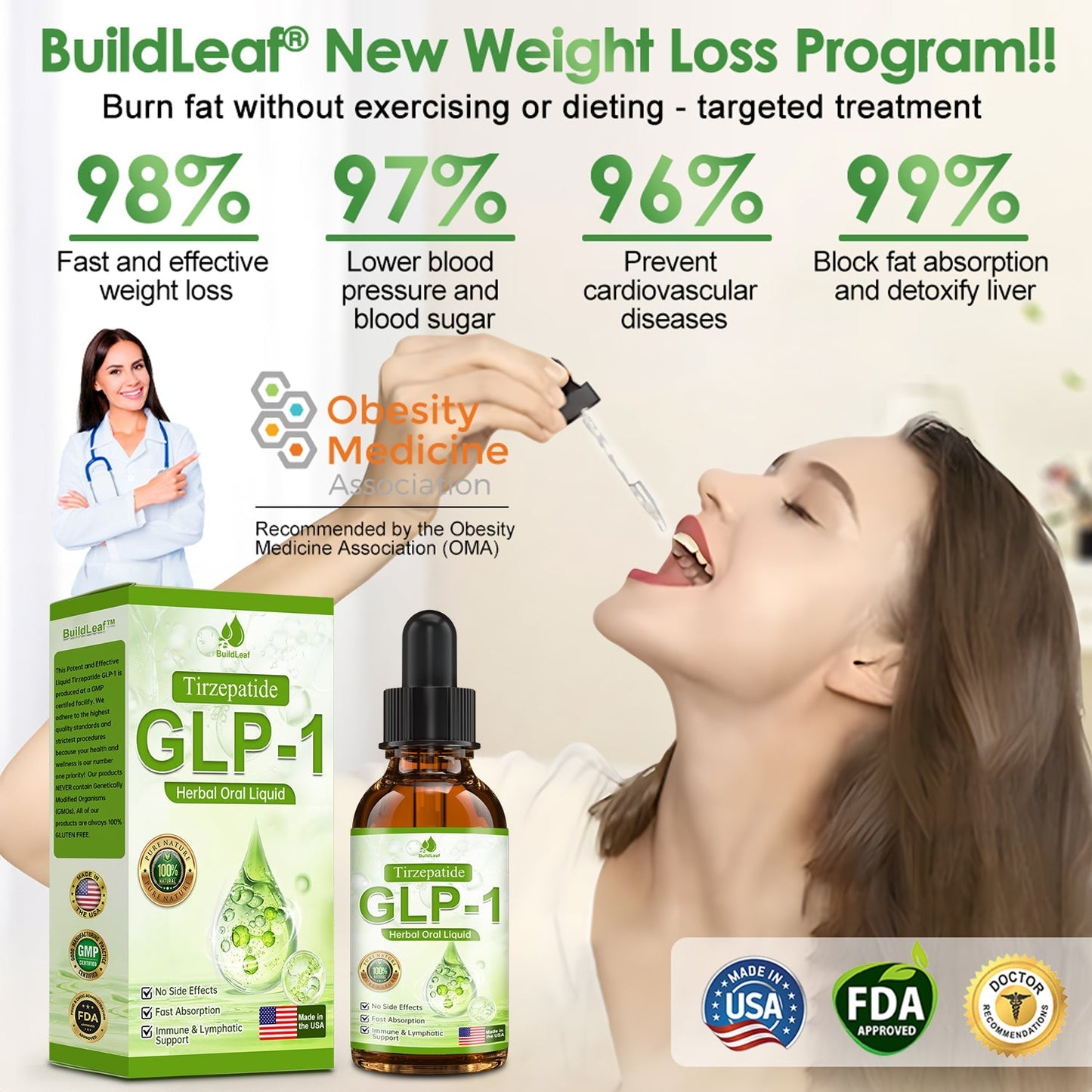 A Mayo Klinika ajánlásával | Hivatalos áruház |💎𝐁𝐮𝐢𝐥𝐝𝐋𝐞𝐚𝐟® Tirzepatide GLP-1 Moringa Fogyókúrás és Egészségfokozó Cseppek (Élelmiszeripari minőségű zsírégető - Az Elhízás Társaság fejlesztette ki)