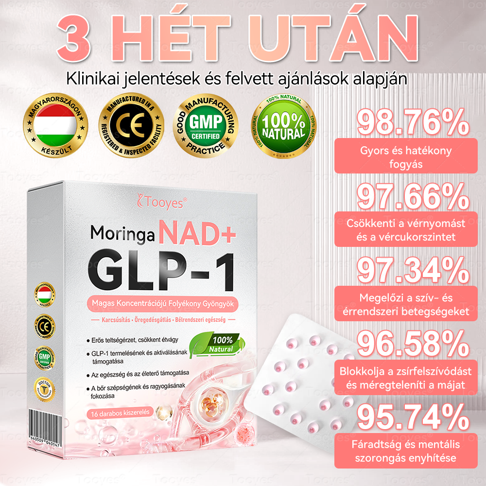 đ„đ„TooyesÂź GLP-1 Magas KoncentrĂĄciĂłjĂș FolyĂ©kony Gyöngyök â NAD+, Moringa, HCA összetevĆkkel (FogyĂĄs, ĂregedĂ©sgĂĄtlĂĄs, BĂ©l- Ă©s Immunrendszer tĂĄmogatĂĄs, VĂ©rcukorszint egyensĂșly, SzĂv- Ă©s AgyegĂ©szsĂ©g) âĄ