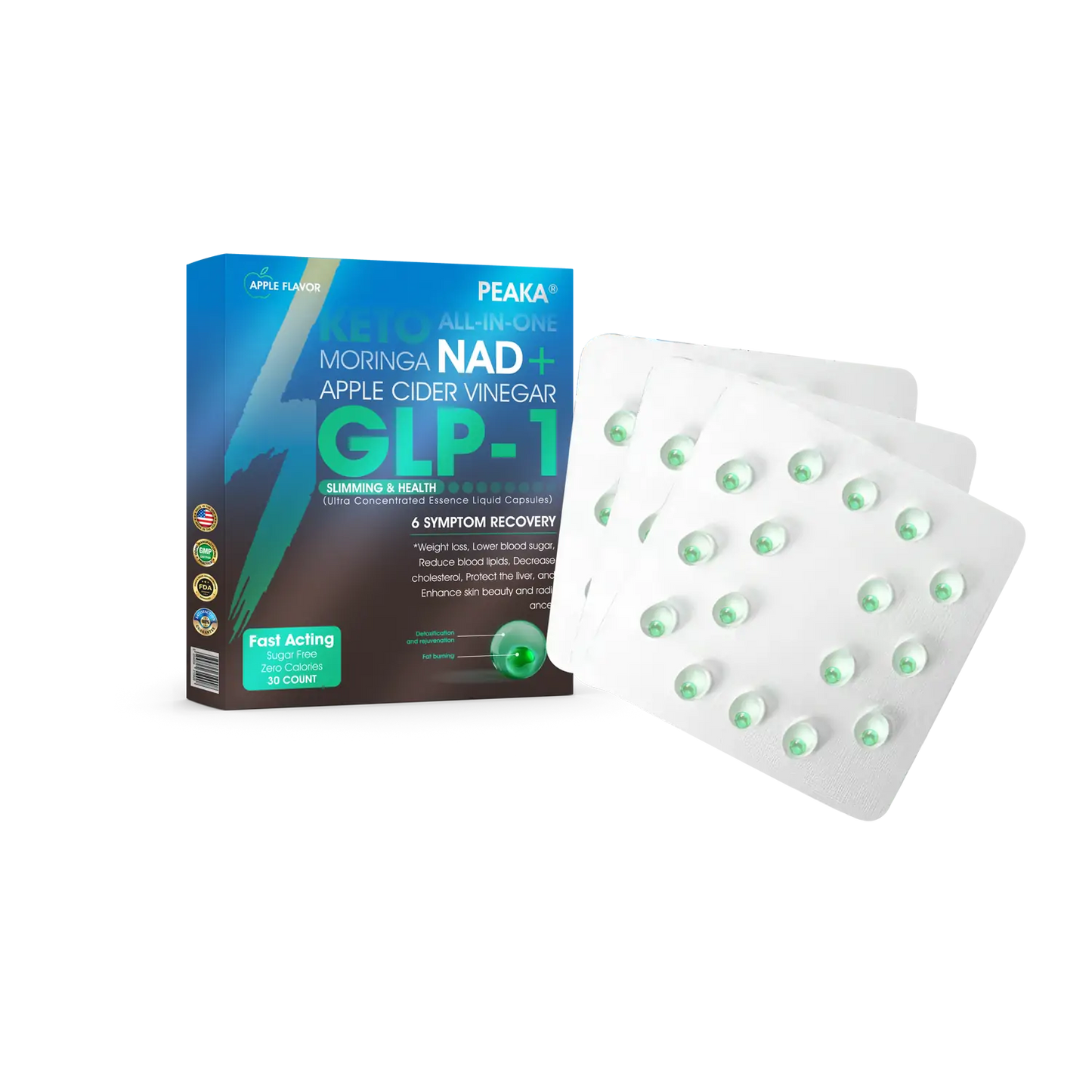 Hivatalos, üzlet GLP-1 Fogyókúrás és Egészségügyi Ultra Koncentrált Esszencia Folyékony Gyöngyök - NAD+ Moringa & ACV & Keto BHB (✅gyors, hosszan tartó, kezeli a cukorbetegséget, az elhízást és a szív- és érrendszeri betegségeket)