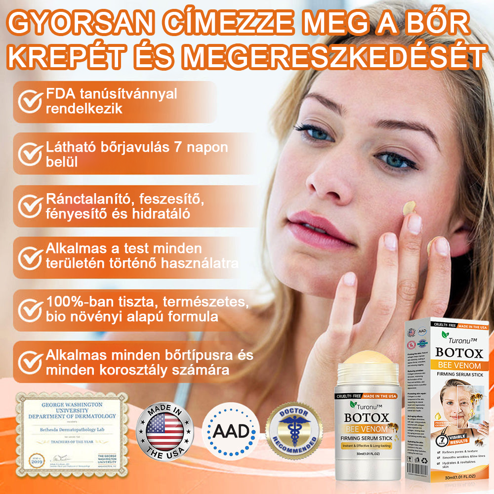 Az USA-ból készült és szállították✨Turonu™ Botox Bee Venom bőrfeszesítő szérumstick (🔥Utolsó NAP 70% KEDVEZMÉNY)💄