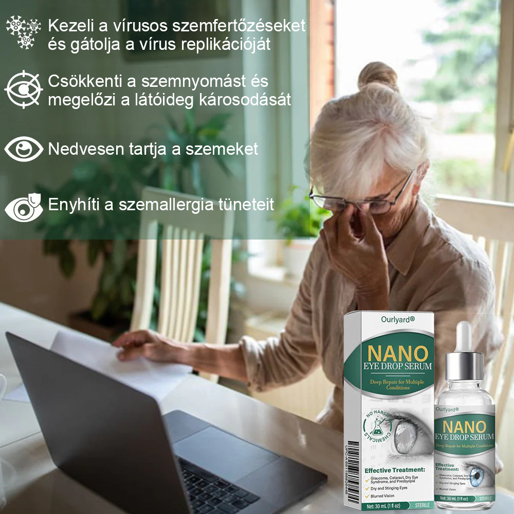 👩‍⚕️Ourlyard® Nano szemcsepp szérum ✅FDA által jóváhagyott (Alkalmas presbyopia, száraz szem szindróma, glaukóma és szürkehályog esetén) 👀
