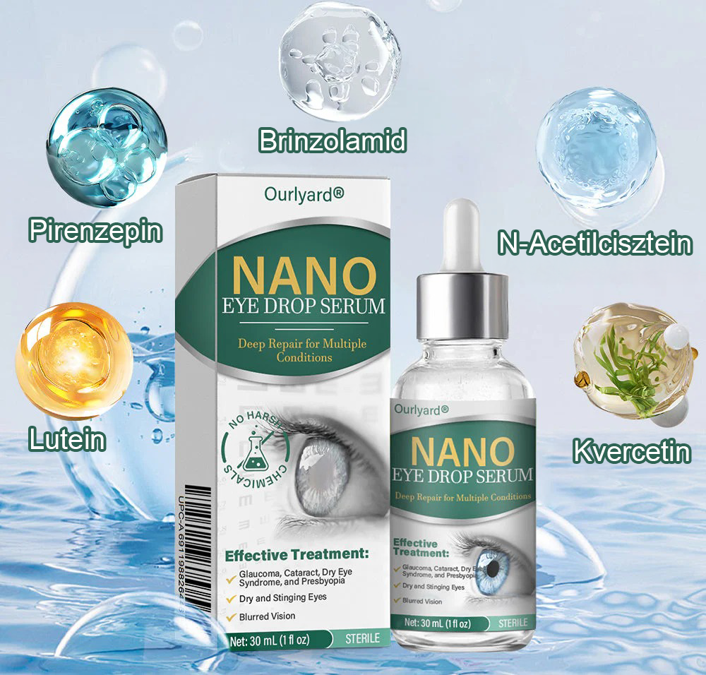 👩‍⚕️Ourlyard® Nano szemcsepp szérum ✅FDA által jóváhagyott (Alkalmas presbyopia, száraz szem szindróma, glaukóma és szürkehályog esetén) 👀