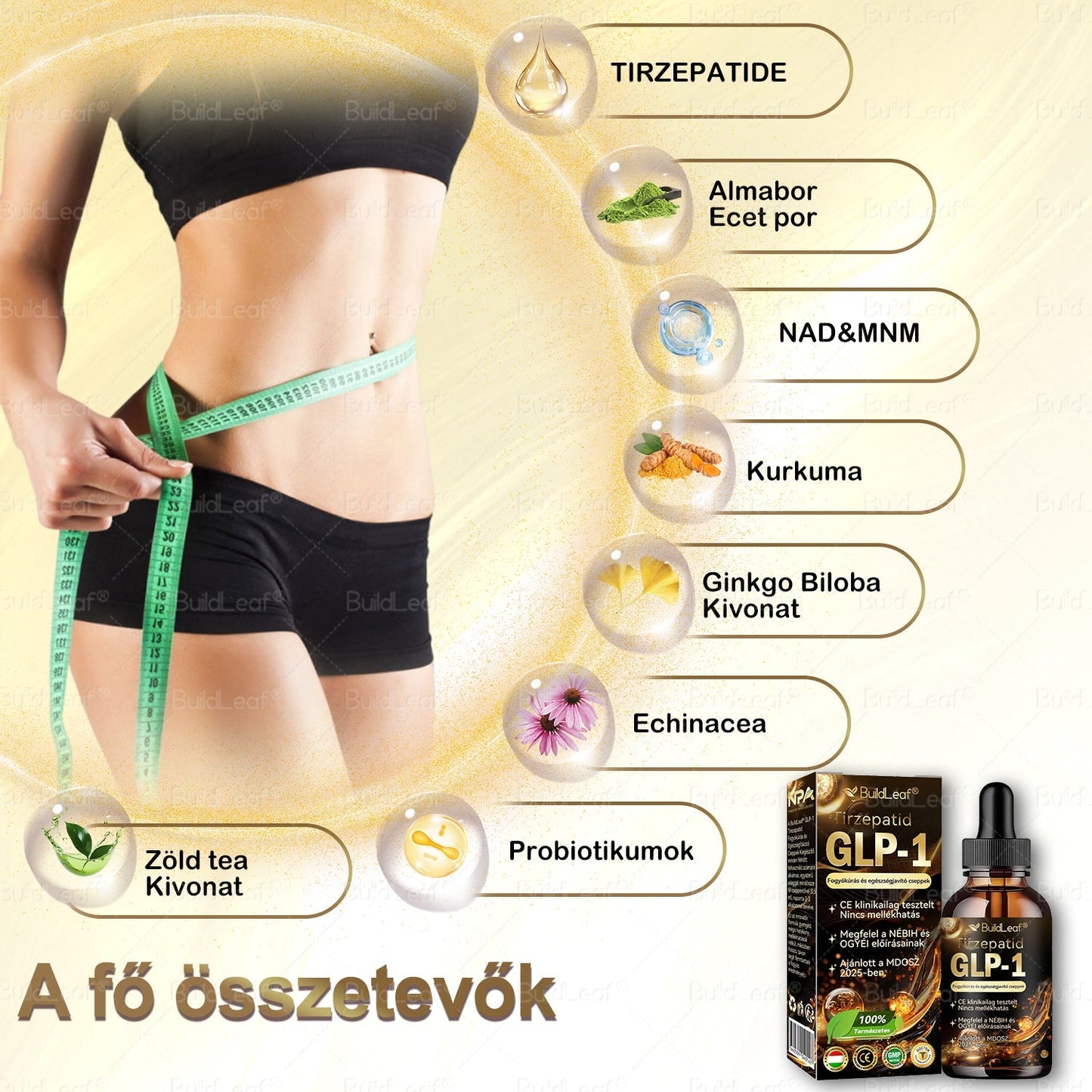 ⭐A Mayo Clinic által ajánlott | Hivatalos üzlet | BuildLeaf® GLP-1 Moringa Fogyókúrás és Egészségfokozó cseppek 🔥 (Élelmiszer-minőségű zsírégető – Az Obesity Society fejlesztése)