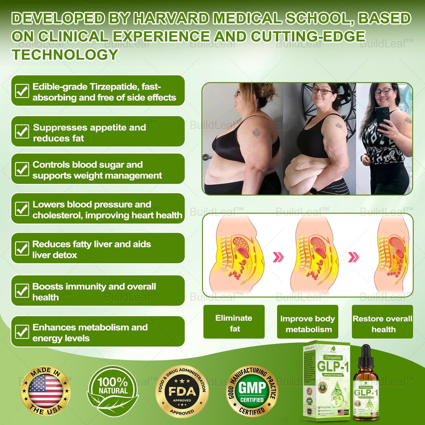 A Mayo Klinika ajánlásával | Hivatalos áruház |💎𝐁𝐮𝐢𝐥𝐝𝐋𝐞𝐚𝐟® Tirzepatide GLP-1 Moringa Fogyókúrás és Egészségfokozó Cseppek (Élelmiszeripari minőségű zsírégető - Az Elhízás Társaság fejlesztette ki)